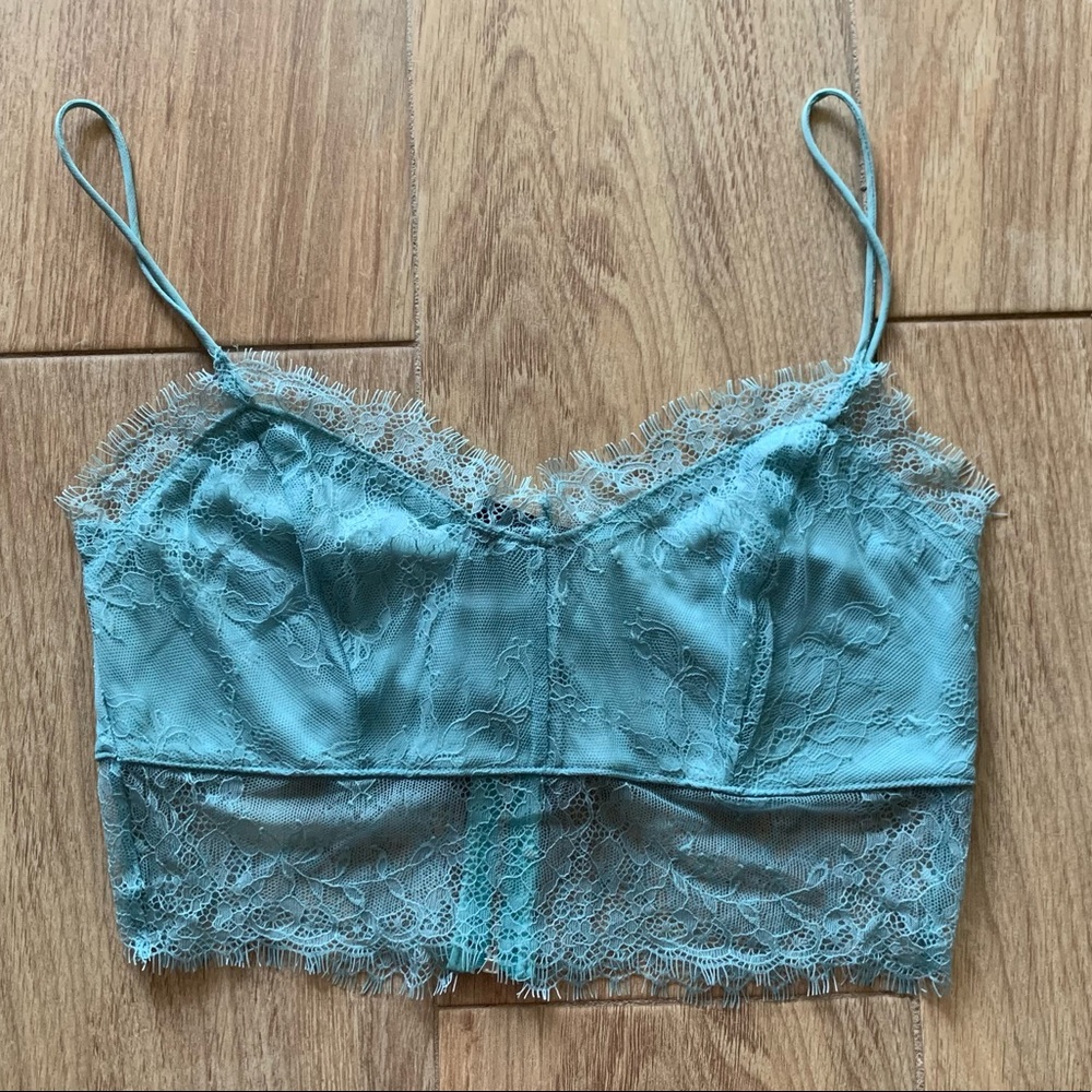 Blue lace crop top
